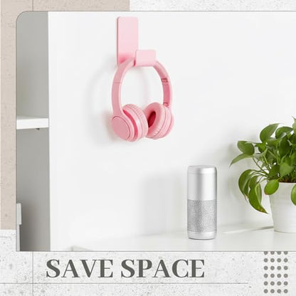 Weewooday 4 Pieces Headphone Hanger Headset Stand Holder, Pink | Adhesive Wall Mount Headphone Hook under Desk Acrylic Gaming Earphones Hanger for Earphone Controller - color: Pink