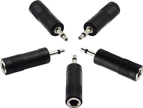 3.5mm to 6.35mm Adapter 3.5mm Mono 1/8 inch Audio Male to 6.35mm 1/4 inch Female Mic Plug Adapter Jack Converter(5 Packs) - color: 5 Packs