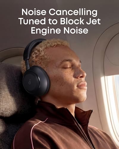 Soundcore Anker Space 2 Bluetooth 6.1 Over-Ear Headphones, Travel-Ready | Active Noise Cancelling, 50H Playtime, LDAC Hi-Res, Dual Connection, Clear Calls, Nap Mode, Wearing Detection, Fast Charging - color: Jet Black