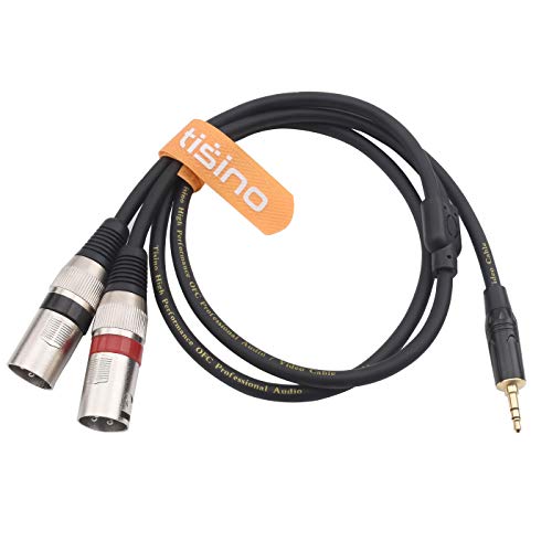 tisino 3.5mm to Dual XLR Stereo Cable 1/8 inch Mini Jack to 2 XLR Male Y Splitter Adapter Cord- 3.3 FT - size: 3.3 feet