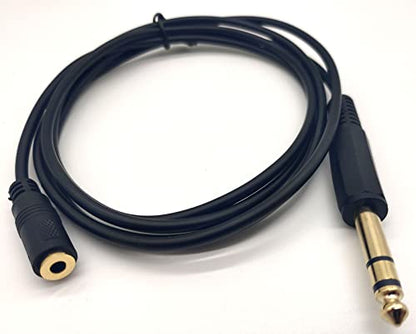 3.5mm to 6.35mm Audio Cable Golden Plated 1/8 inch Female to 1/4 inch Male TRS Stereo Audio Jack Converter Adapter Extension Wire Cord 5FT/1.5M(3.5F-6.35M)