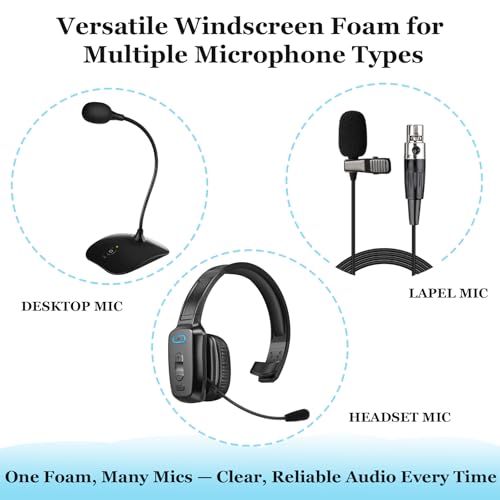 AKSONMN 18 Pack Mini Foam Windscreen for Headset Microphone - High Density Mic Covers for Protection of Lavalier Microphones