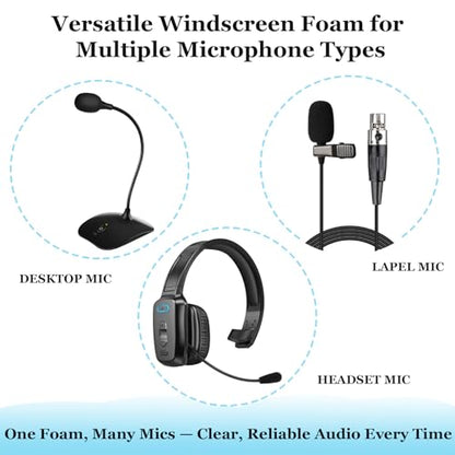 AKSONMN 18 Pack Mini Foam Windscreen for Headset Microphone - High Density Mic Covers for Protection of Lavalier Microphones