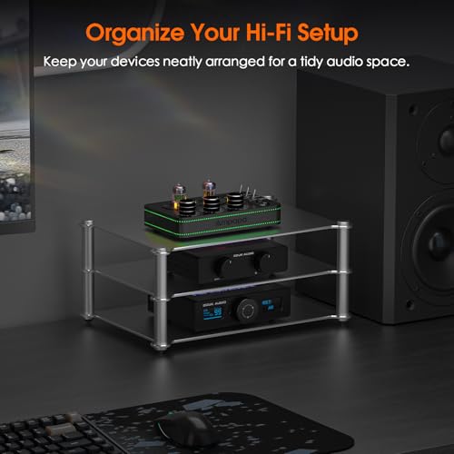 DoukAudio Aluminum Audio Rack Stand: Multi Layer Desktop HiFi Shelf for Amplifier Preamp DAC Ventilated Modular Storage Rack CNC Build Home Studio Setup