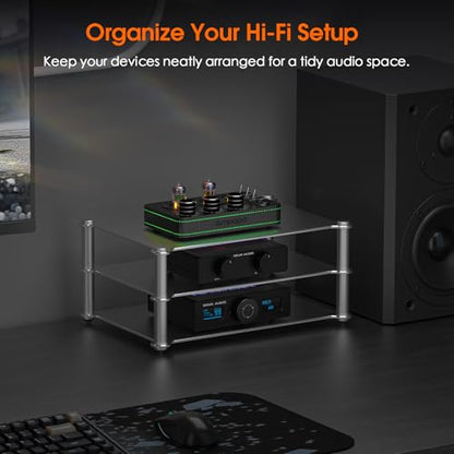 DoukAudio Aluminum Audio Rack Stand: Multi Layer Desktop HiFi Shelf for Amplifier Preamp DAC Ventilated Modular Storage Rack CNC Build Home Studio Setup