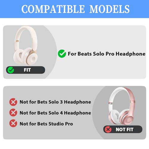Adhiper Solo Pro Replacement Earpads for Beats Solo Pro Headphones (White) | Protein Leather Ear Pads,Noise Isolation Memory Foam Ear Cushion ,Durable ,Anti-Sweat,Soft and Comfortable - color: White