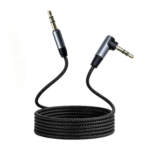 3.5 to 3.5mm TRS Aux Cable, 90 Degree for Headphone, 3.93FT | 3.5mm Stereo Audio Cable, Hi-Fi Sound Portable TRS Auxiliary Cable for Car Compatible with Speaker Smartphone Nylon Braided
