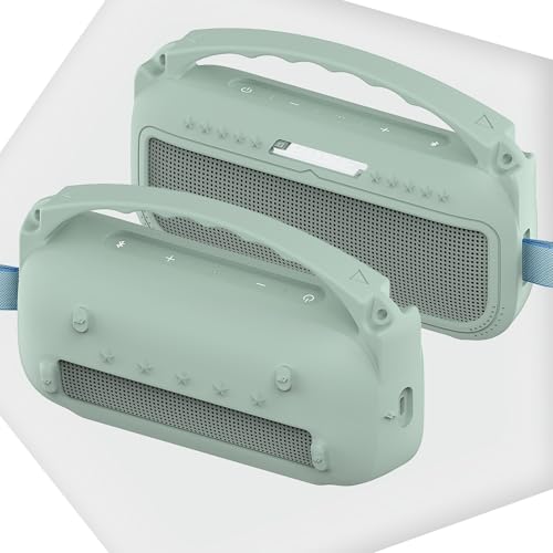 JCHPINE Silicone Cover and Carrying Case for Bose SoundLink Flex Speaker | Protective Cases with Handle and Shoulder Strap, Soft Silicone Cover and Hard Travel Case (Alpine Sage) - color: Alpine Sage Case