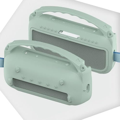 JCHPINE Silicone Cover and Carrying Case for Bose SoundLink Flex Speaker | Protective Cases with Handle and Shoulder Strap, Soft Silicone Cover and Hard Travel Case (Alpine Sage) - color: Alpine Sage Case