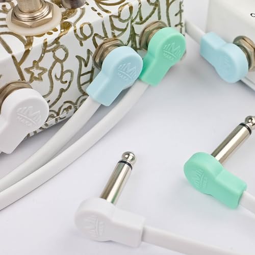 Flat Low Profile Guitar Patch Cable 6 inch for Effects Pedals, 1/4 inch Right-Angle, Sonic Blue, 3-Pack - color: Sonic Blue, size: 6"