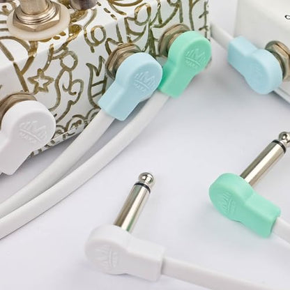 Flat Low Profile Guitar Patch Cable 6 inch for Effects Pedals, 1/4 inch Right-Angle, Sonic Blue, 3-Pack - color: Sonic Blue, size: 6"