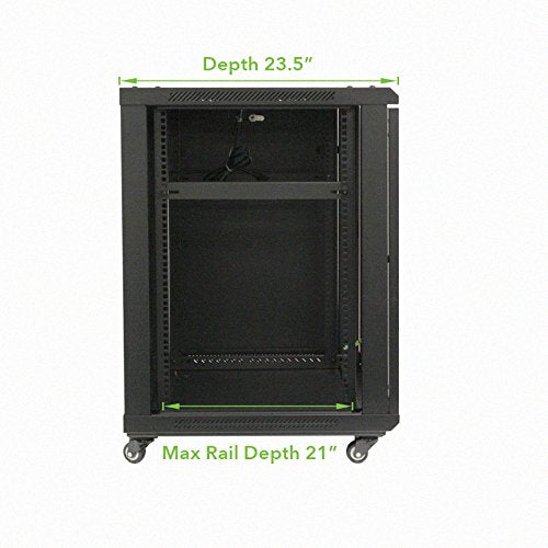 NavePoint 15U Wall Mount Audio Video A/V Rack Cabinet Glass Door Lock Casters and Shelves