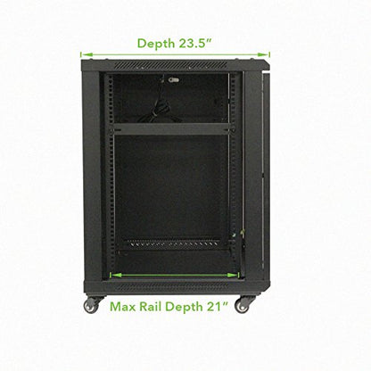 NavePoint 15U Wall Mount Audio Video A/V Rack Cabinet Glass Door Lock Casters and Shelves