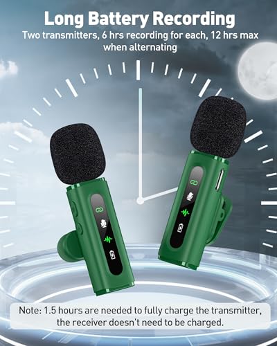 USB C Wireless Lavalier Microphone for iPhone, iPad & Android Phone, Green - color: Green, size: Without Charging Case