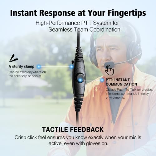 Over The Ear Headset Single Ear Headphone with PTT Mic Earpiece for Motorola APX900 APX1000 APX4000 APX6000 APX7000 APX8000 XPR6100 XPR6350 XPR6550 XPR7350e XPR7550 XPR7550e XPR7580 Radios