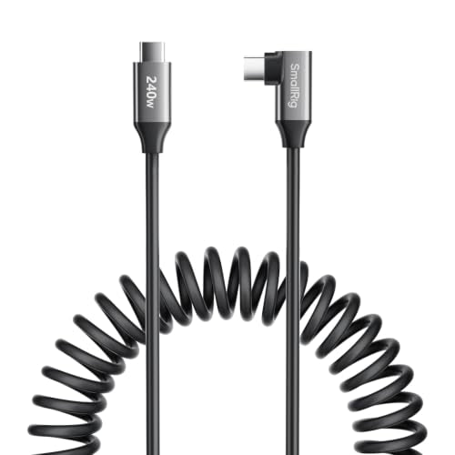 SmallRig USB C to USB C Coiled Data Cable (Straight to Angled), 240W PD 3.1 Fast Charging Cable, USB 2.0 Data Transfer, TPU Coiled Design, Aluminum Alloy Shell for iPhone, Laptops, Tablets & More-5730 - size: 240W / 1.15FT-4.92FT, style: Straight to Angle