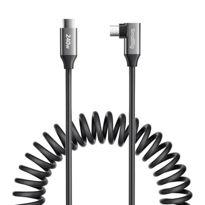 SmallRig USB C to USB C Coiled Data Cable (Straight to Angled), 240W PD 3.1 Fast Charging Cable, USB 2.0 Data Transfer, TPU Coiled Design, Aluminum Alloy Shell for iPhone, Laptops, Tablets & More-5730 - size: 240W / 1.15FT-4.92FT, style: Straight to Angle