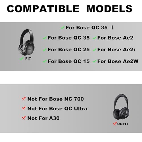 Replacement Ear Pads - Compatible with QuietComfort 35 & QC35 ii Headphones,Softer Leather, Premium Noise Cancelling Earpads, Durable & Comfortable Ear Cushions (QC 35-Black&Black) - color: QC 35-Black&Black