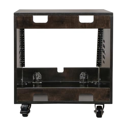 Sound Town DIY 8U Slanted Studio Rack with Casters for Home Studio and Recording Room, Baltic Birch Plywood, Black Espresso (SDRK-8TD) - size: 8U,Black Espresso