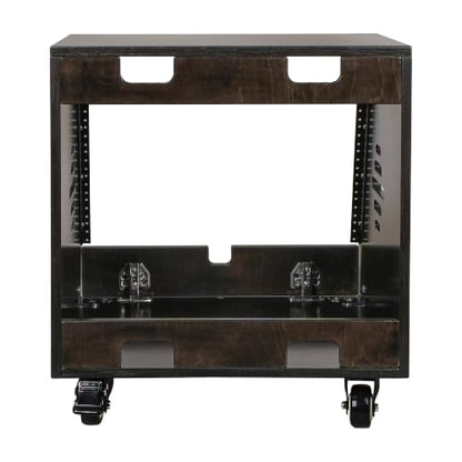 Sound Town DIY 8U Slanted Studio Rack with Casters for Home Studio and Recording Room, Baltic Birch Plywood, Black Espresso (SDRK-8TD) - size: 8U,Black Espresso