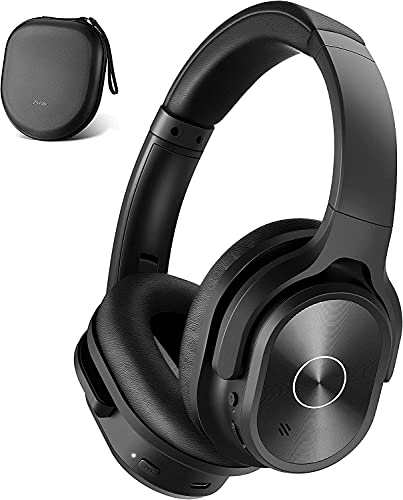 ZIHNIC Active Noise Cancelling Headphones, 40H Playtime Wireless Bluetooth Headset with Deep Bass Hi-Fi Stereo Sound,Comfortable Earpads for Travel/Home/Office (Black) - color: Full black