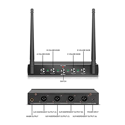 D Debra Audio AU400 Pro UHF 4 Channel Wireless Microphone System - color: with 2 Handheld & 2 Bodypack (B)
