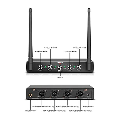 D Debra Audio AU400 Pro UHF 4 Channel Wireless Microphone System - color: with 2 Handheld & 2 Bodypack (B)