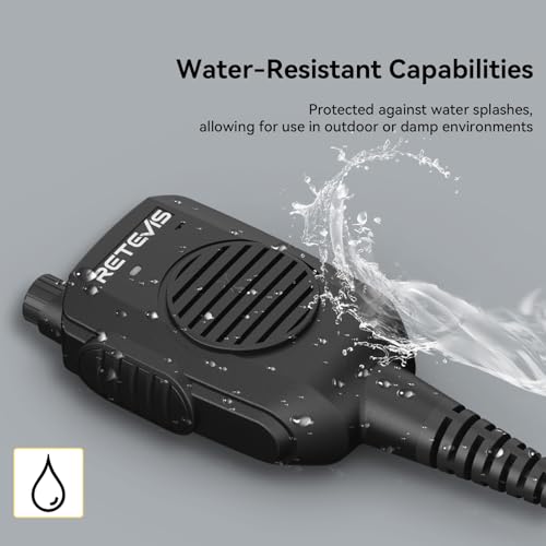 Retevis RT86 AI Noise Reduction Walkie Talkie Speaker Mic, 1 Pack | Kevlar Cable, IP54 Waterproof, for RT22/RT68/RT27/H777/RB26, Compatible with BAOFENG UV-5R/BF-F8HP/5RM, pxton Two Way Radio - style: With AI Noise Reduction