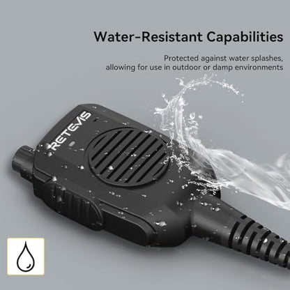 Retevis RT86 AI Noise Reduction Walkie Talkie Speaker Mic, 1 Pack | Kevlar Cable, IP54 Waterproof, for RT22/RT68/RT27/H777/RB26, Compatible with BAOFENG UV-5R/BF-F8HP/5RM, pxton Two Way Radio - style: With AI Noise Reduction