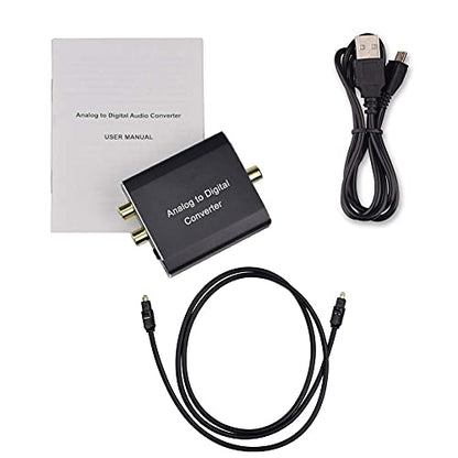 Analog to Digital Audio Converter,Hdiwousp Aluminum RCA to Optical with Optical Cable, Stereo L/R and 3.5mm Jack to Digital Toslink Coaxial Audio Adapter Compatible with PS4 Xbox HDTV DVD Headphone.