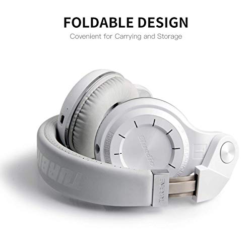 Bluedio T2 Plus Turbine Wireless Bluetooth Headphones with Mic/Micro SD Card Slot/FM Radio (White) - color: White, size: 186x85x200mm, style: closed-back