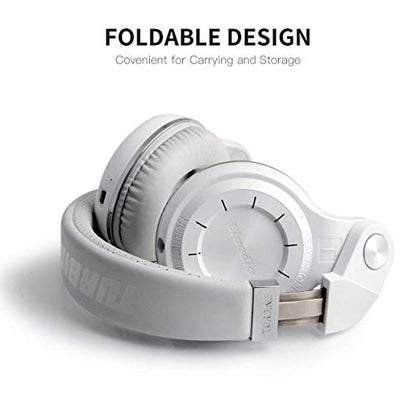 Bluedio T2 Plus Turbine Wireless Bluetooth Headphones with Mic/Micro SD Card Slot/FM Radio (White) - color: White, size: 186x85x200mm, style: closed-back