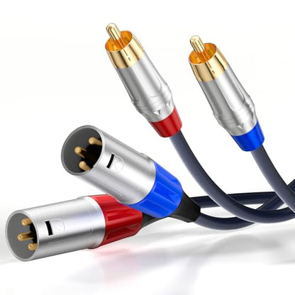 Tisino RCA to XLR Cable, 2 RCA to 2 XLR Male HiFi Cord,4N OFC, 6.6FT/2m - size: 2m
