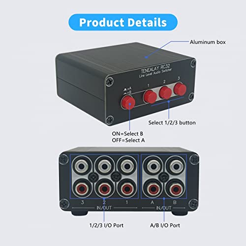 3 in 2 Out RCA Stereo Audio Switch Input Signal Source Switcher Selector Splitter Box -RC32 - color: 3-IN-2-OUT RCA Switch