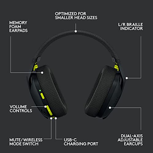 Logitech G435 Lightspeed Wireless Gaming Headset - Black | Lightweight over-ear headphones, built-in mics, 18h battery, Dolby Atmos, PC, PS4, PS5, Nintendo Switch/Switch 2, Mobile