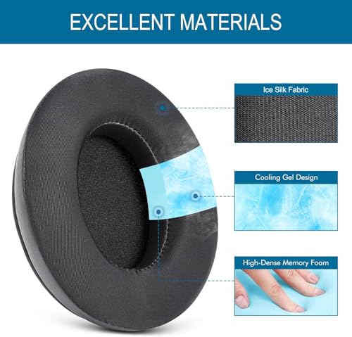 GVOEARS Cooling Gel Replacement Ear Pads for HyperX Cloud 1/2/3/Pro - Black