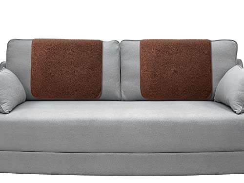Frienda 2 Pieces Recliner Headrest Covers Sofa Headrest Protector for Recliner Chair Couch Furniture Non Slip for Living Room(Brown) - color: Brown