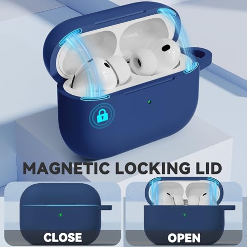 Ljusmicker for AirPods Pro 3 Case 2025 with Magnetic Lock,Blue | Soft Silicone Protective Cover for Apple AirPod Pro 3rd Generation Case with Cleaner Kit & Keychain for Women Men,Shockproof - color: A1-Blue