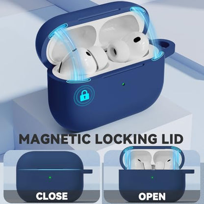 Ljusmicker for AirPods Pro 3 Case 2025 with Magnetic Lock,Blue | Soft Silicone Protective Cover for Apple AirPod Pro 3rd Generation Case with Cleaner Kit & Keychain for Women Men,Shockproof - color: A1-Blue