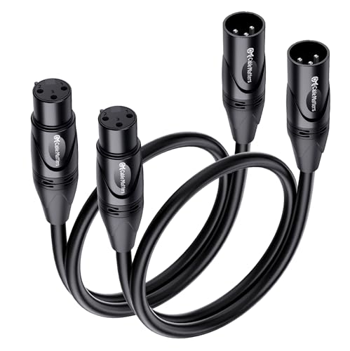 Cable Matters 2-Pack Premium XLR to XLR Cable, Microphone Cable, M-F, 1ft | Mic Cable, Male to Female, 21 AWG Oxygen-Free Copper (OFC), Black - size: 1 Foot