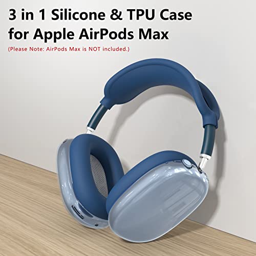 Silicone Case Cover for AirPods Max Headphones 2/1 (2026/2020) (Blue) - color: Clear Blue-T