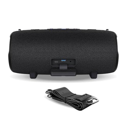 TREBLAB HD-Max Loud Portable Wireless Bluetooth Speaker, 60W IPX7 20H | RGB Power bank Outdoor Speaker, TWS Stereo Pairing, Carry Strap & Deep Bass for Backyard Parties, USB-C Charging - color: Black