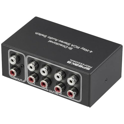 Professional SP-AS-500 4 Ports RCA Audio Switch Metal Enclosure