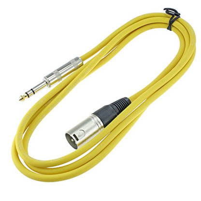 1/4" TRS to 3 Pin XLR Male Pro Audio Patch Cable Balanced and Shielded (6 Foot Feet ft Long, Yellow) - color: Yellow, size: 6 ft long