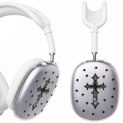 for AirPods Max Headphones Cross Rose Ear Covers for AirPods Max 2 | Cool Clear Ear Cups Cover | White Silicone Ear Pad Case Headband Cover for Apple AirPods Max 2/1 (2026/2024/2020) - color: Cross C/White
