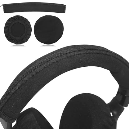 Adhiper Headphone Ear Pads Covers & Headband Cover, 1 Pairs Strechable Washable Sweat Headphone Ear Covers & Headband Cover Protector for Gym, Gaming, Fit 3.5" - 4.3" Earpads