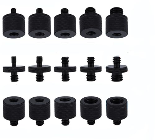Camera Microphone Quick Release Flash Tripod Adapter Mount Kit Hot Shoe 1/4 to 3/8 M5 M6 M8 Male Female Convertion Thread Screws Series Set for Go pro Insta360 (15 Pcs MS)