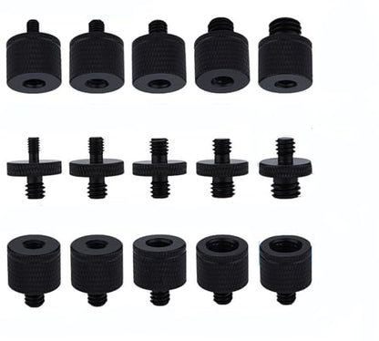 Camera Microphone Quick Release Flash Tripod Adapter Mount Kit Hot Shoe 1/4 to 3/8 M5 M6 M8 Male Female Convertion Thread Screws Series Set for Go pro Insta360 (15 Pcs MS)