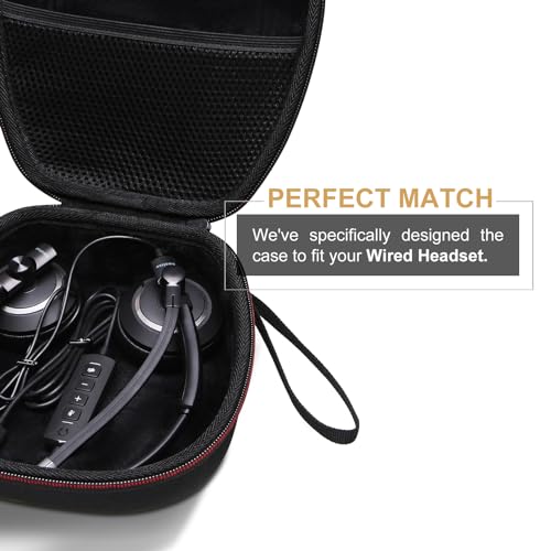 Case for Logitech H390/H391/Zone 301/H111/H570e Wired Headset Black | Hard Carrying Travel Wired Headset Case for Logitech H390/H391/Zone 301/H111/H570e & JIAMQISHI/Poly Blackwire 3220/AOC - color: Black