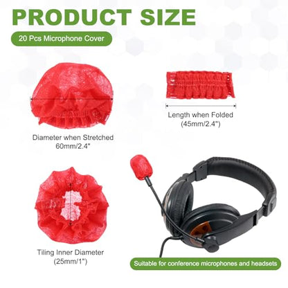 MECCANIXITY 50 Pcs Disposable Lapel Headset Microphone Windscreen, Non-Woven Mini Size Lavalier Microphone Windscreen Headset Mic Covers for Hole Ear-Hook Headsets, Lavalier Mic, Red - color: Red